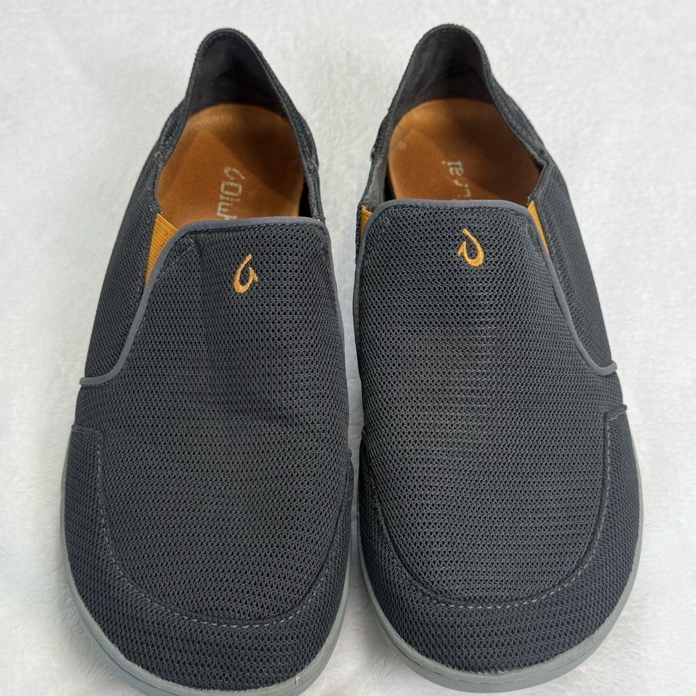 OluKai Nohea Mesh Shoes Mens 10.5 Gray Orange Slip On Loafers 10188-4242